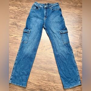 Hollister Ultra High-Rise Dad Cargo Jeans - Vintage Stretch Denim - Sz 5L 27x33
